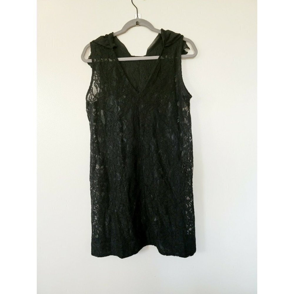 Tov Los Angeles Black Lace Ruffle Sleeveless V-Neck Mini Short Dress 38 Small - Picture 2 of 8